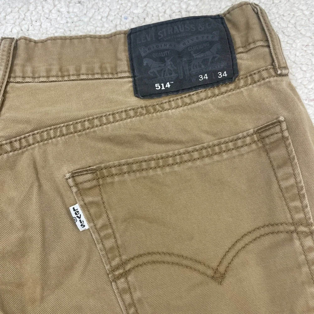 Levi's Pants Mens 34x34 Tan 514 Straight Fit Khaki Twill Trousers 00514-0531